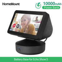Battery Base for Echo Show 5 Smart Display With Alexa 10000mAh Power Bank Adjustable Mount Stand 16h Playing