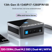 Morefine 13th Gen Intel i5 1340P i7 1260P N100 M9 M8 Pocket Mini PC DDR4 NVME Dual HDMI2.0 2.5G LAN Gamer Mini Computer WiFi6