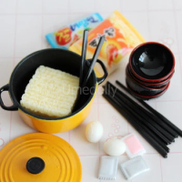 Cute Mini 1:12 Scale Dollhouse Miniature Instant Noodles Bowl Pot Cooking Set for BJD Blyth Doll Food Kids Kitchen Toy