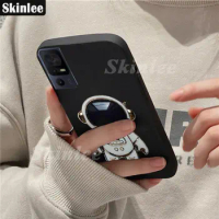 Skinlee Case For TCL 40 SE Thin Back Matte With Astronaut Ring Holder Solid Color Silicone Cover For TCL 40 R Case Funda