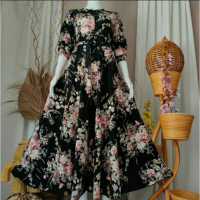 ( Gratis Ongkir ) Gamis Katun Monalisa // Katun Bangkok Gamis Bunga Sakura Gamis Cantik Gamis Terlar