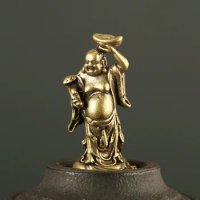 Home Decor Craft Copper Maitreya Buddha Miniatures Figurines Pocket Brass Small Statue Ornaments for Living Room Decor