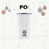 Dont Worry Be Happy 棱角保溫杯 16oz (白色) PO: 15123 雙層陶瓷杯 咖啡杯
