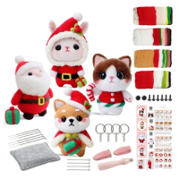 Christmas Dolls Needle Felting Kits Accessories For Beginner,Needle Felting Kit,Felt Needles,Foam Pad,Felt Cloth,Instruction