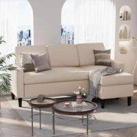 Sectional L Shaped Sofa Couch,Small 3 Seater Sofa with Breathable Fabric,Convertible Sofa with Reversible Chaise for Living Room