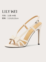 Lily Wei【糖霜童話】白色蝴蝶結高跟涼鞋細跟少女感大碼41一43