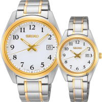 【SEIKO 精工】CS 城市情侶手錶 對錶 送行動電源 畢業禮物(SUR460P1+SUR466P1)