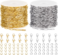 Umaokang 2 rolls 65.6 feet chain for jewelry making stainless steel cross chains bulk with jump ring