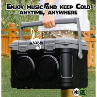 Camping Cooler Box 21L Kotak Ais Batu With Speaker Travel Picnic Ice Box Cooler Outdoor Portable Fis