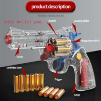 пистолет на пульках fake gun toy guns Revolver Transparent Airsoft Pistol gun Soft Bullet Toy Gun pistolas kids toys for boys