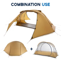 Outdoor 1 Person Tent Lightweight Backpacking Tent Double-layer Can Use with Elevated Sleeping Platform Camp Bed for 4 Season