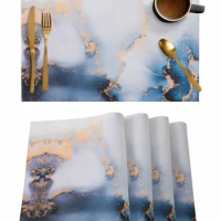 4/6 Pcs Abstract Marble Watercolor Kitchen Placemat Dining Table Decor Table Mat Home Decor Coffee Tea Pad Cup