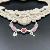 [ MOJI ] Vòng tay thạch anh hồng mix dâu hồng hỗ tr.ợ tình duyên và hạnh phúc charm bạc s925