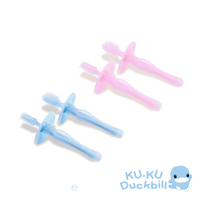 KUKU酷咕鴨 幼兒學習矽膠牙刷2入(藍/粉)