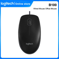 Logitech B100 Optical Wired Mouse 1000 DPI For Business Office Computers High resolution optical tracking Mouse