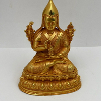 銅大號精工宗喀巴大師佛像擺件尼泊爾全鎏金雕花藏密宗供奉神像