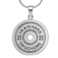 Train Hard Or Go Home 50KG Weight Plate Barbell BBMAN Pendant Necklace Men Jewelry