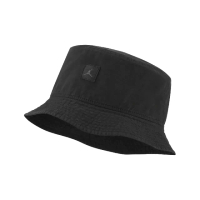 【NIKE 耐吉】帽子 Jordan Jumpman 男女款 漁夫帽 黑 灰 遮陽 水洗 斜紋布 復古 喬丹 飛人(DC3687-010)