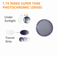 1.74 Index Super Thin Prescription Photochromic Lenses Transition Grey Anti Glare Chameleon Glasses