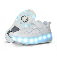 ผู้ใหญ่และเด็กพ่วงล้อ LED แบบชาร์จส่องสว่างรองเท้าโรลเลอร์สเก็ตเด็กกลางแจ้งรองเท้าผ้าใบล้อรองเท้า