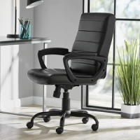 Ergonomic Chair Black Bonded Leather Mid-Back Manager's Office Chair Gaming Computer Furniture