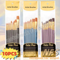 Set Kuas Lukis 10 Pcs – Kuas Cat Air, Akrilik, Cat Minyak, Gagang Kayu untuk Melukis