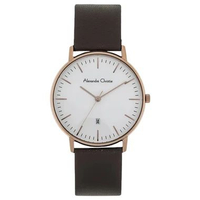 Alexandre Christie AC 8420 MD White Dial Brown Leather Strap