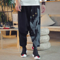 Japanese Harajuku Style Wide Leg Harem Pants Men Chinese Homme Loose Trousers Samurai Haori Bottoms Chinese Pants Man 10635