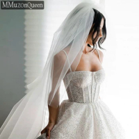 MMQ M92 Handmade Wedding Veil Minimalist Bride Long Wedding Party Bridal Veil White Accessories for Girlfriend