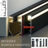 0.5m/1m Hidden Corner LED Skirting Line Aluminum Profile Recessed Backlight Baseboard Connector Wall Trim Floor Bar Strip Light