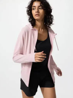 UNIQLO AIRism Jaket Mesh Hoodie Full-Zip wanita Proteksi Sinar UV Protection Pink XL