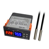 STC-3008 DC12V/24V/ AC110-220V Dual Display Dual Temperature Adjustable Temperature Controller with 1M Cable