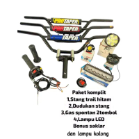 paketan stang motor trail untuk  bebek universal gas spontan +lampu bonus saklar dan lampu kolong