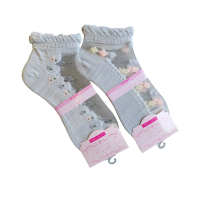 【日本WAGO】2雙入 頂級透氣親膚玻璃襪 舒適透明襪花卉花葉透視襪藤蔓蕾絲透膚絲襪(2雙入 淺灰色)
