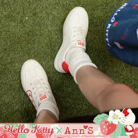 【Ann’S】HELLO KITTY X Ann’S側邊刺繡大蝴蝶結 免綁鞋帶超軟小白鞋休閒鞋(白)