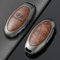 Zinc Alloy Leather Car Remote Key Case For Hyundai Santafe Tucson Hyundai Ionic 6 Grandeur Kona Ev