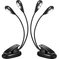 Promotion! 2Pcs Music Stand Light Clip On LED Book Lights Dual Arm Reading Lights For Books In Bed 360 Degree Adjustable Clip