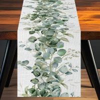 Hot Selling Spring Summer Cat Air Floral Table Runner Daun Pokok Palma Sage Alas Meja Jualan Terus K