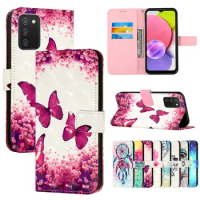 100pcs/Lot 3D Painted Patterns Flip Wallet PU Leather Phone Case For Samsung Galaxy S23 Ultra S23 Plus A54 A14 5G M13 A04S A02S