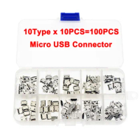 50/100PCS 10 Models Micro USB Connector Socket Jack USB Connectors Set for MP3/4/5 Lenovo ZTE Huawei Samsung SONY Xiaomi HTC