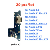 20 Pcs/Lot, USB Charger Dock Connector Flex Cable For Nokia 3.4 6 6.1 6.2 7.2 7.1 8.1 X7 5.1 6.1 7 X5 Charging Board Plug