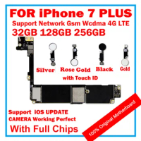 128GB 256GB 32GB Original For iPhone 7 Plus Motherboard With/Without Touch ID Fingerprint Support iOS Update Logic Board