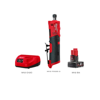 เครื่องเจียรแกนคอตรงไร้สาย 12 โวลต์ รุ่น M12 FDGS-0 พร้อมแบตเตอรี่ 4Ah และแท่นชาร์จ C12C / สีแดง-ดำ