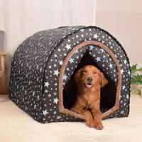 Dog Winter House Cold Weather Dog House With Flexible Fabric Door Cozy Puppy Bed House Detachable Washable For Medium Dog