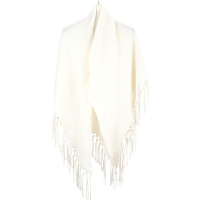 Max Mara-WEEKEND TORNADO 純羊毛三角型白色流蘇披肩 圍巾