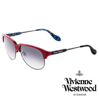 【Vivienne Westwood】經典英倫文字款太陽眼鏡(紅/黑 VW811_04)
