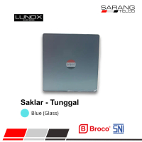 Saklar Tunggal saklar engkel Broco Lunox Warna Biru Kaca / Single switch Broco Lunox color Blue Glas