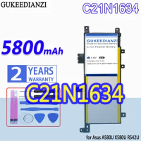 High Capacity GUKEEDIANZI Battery C21N1634 5800mAh for Asus R542UR X542U V587U FL5900L FL8000U A580U X580U X580B A542U R542U
