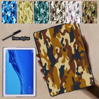 Tablet Case for Huawei MediaPad M5 Lite 8 /M5 Lite 10.1 /M5 10.8 /T5 10 10.1/T3 8.0/T3 10 9.6 Inch Camouflage Pattern Hard Shell