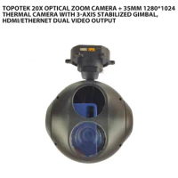 Topotek 20x Optical Zoom Camera + 35mm 1280*1024 Thermal Camera with 3-Axis Stabilized Gimbal, HDMI/Ethernet Dual Video Output